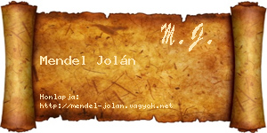 Mendel Jolán névjegykártya